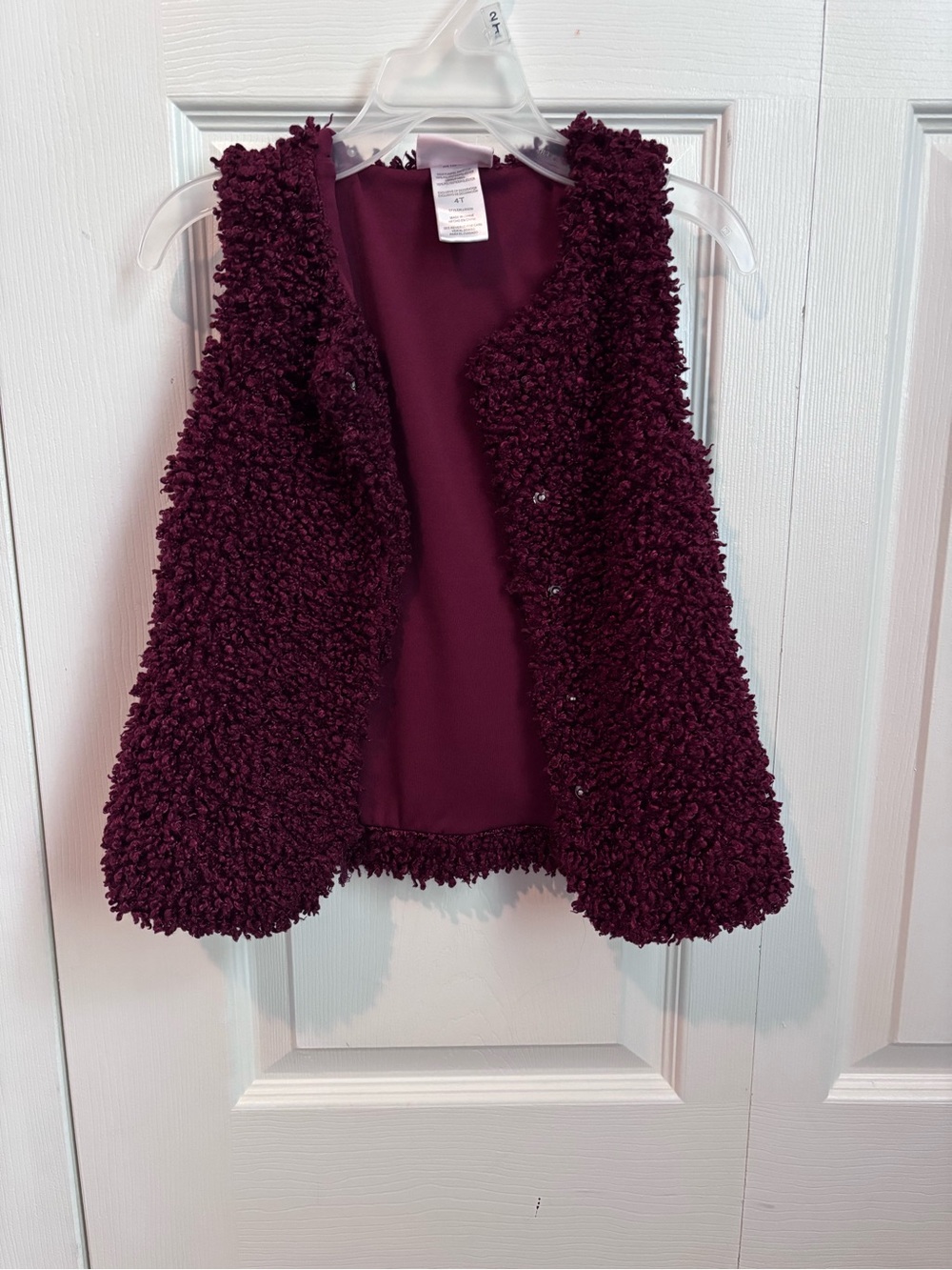 Little Lass Plush Sleeveless Vest in Burgundy